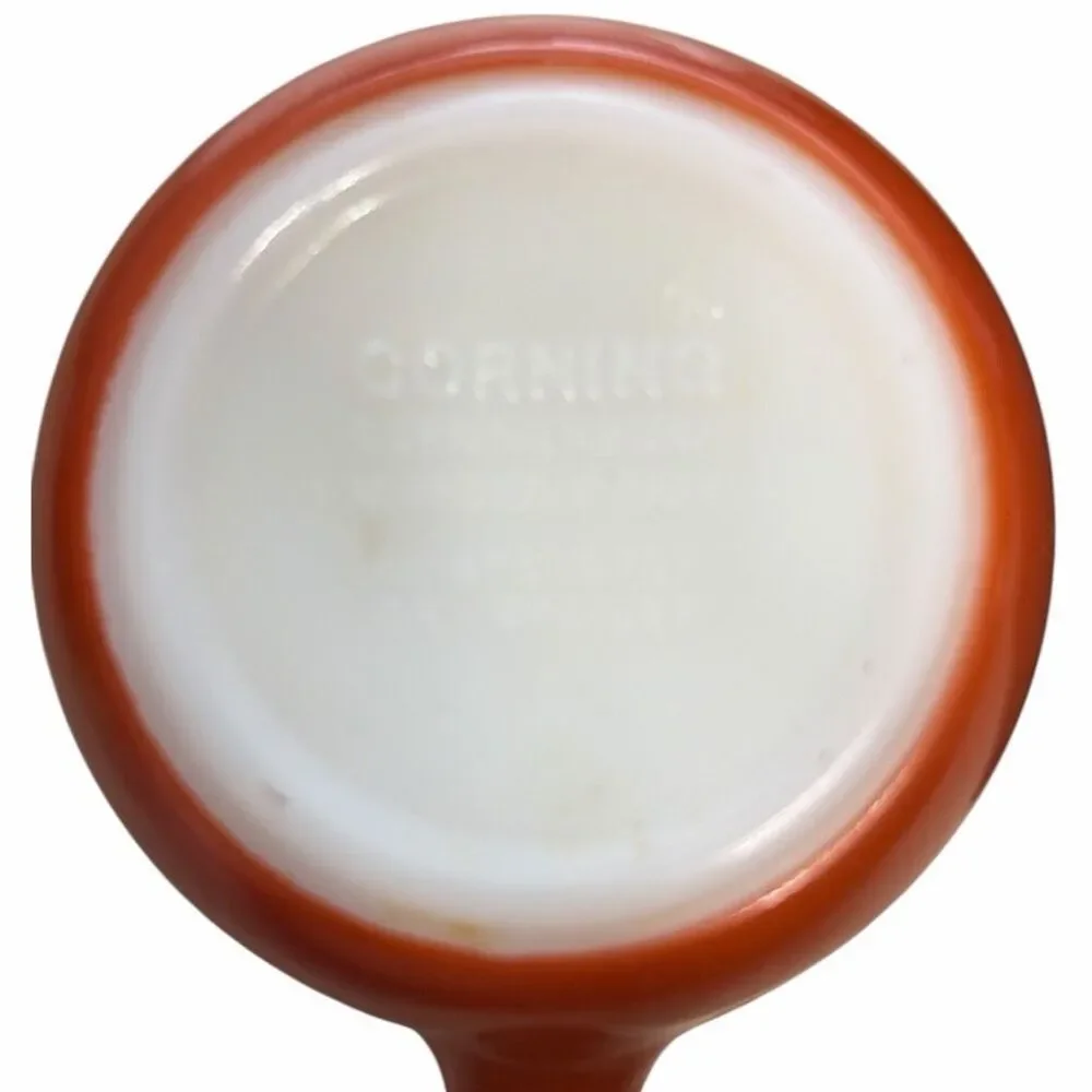 Vintage Corning Burnt Orange Milk Glass Coffee Mugs Set of 2 | Retro 1970s Brown